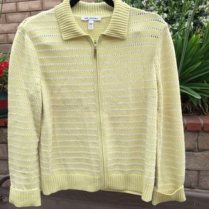 St John Light yellow zippered cardigan